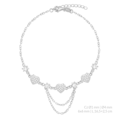 Pulseira de Prata Esterlina com zircônia