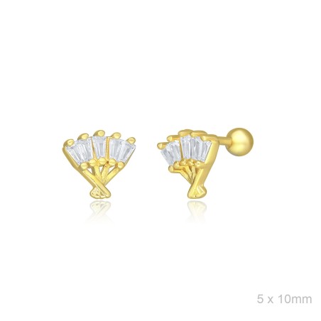 Pendientes Piercing Dorado Abanico Circ