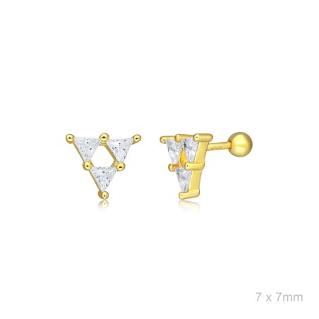 Pendientes Piercing Dorado Triángulo Circ