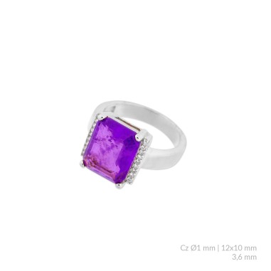 Anel de Prata Esterlina com zircônia