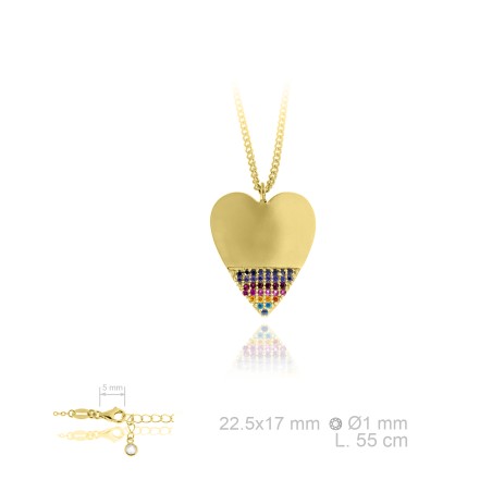 Gargantilla corazon chapa multi color