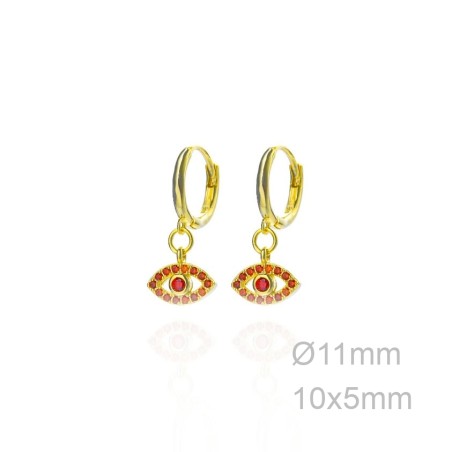 Pendientes Aro Dorado10mm Ojo Circ Naranja 