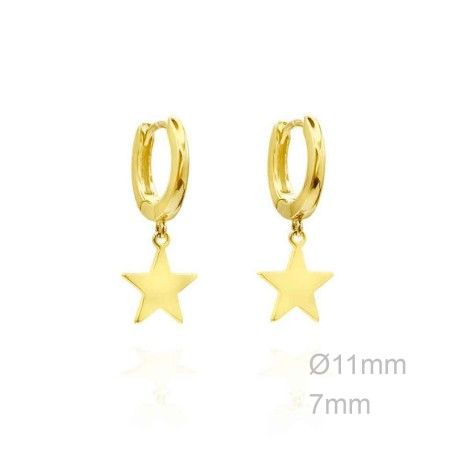 Pendientes Aro Dorado Estrella Liso