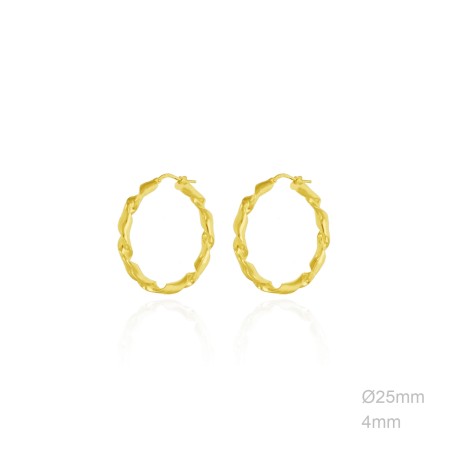 Pendientes Aro Rizado Liso 25mm