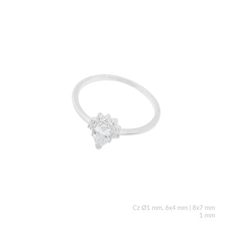 Anel de Prata Esterlina com zircônia