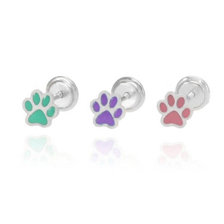 Pendientes Huella Perro Esmalte Rosca