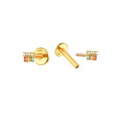 Pendientes Piercing Mini Dorado Circ Color