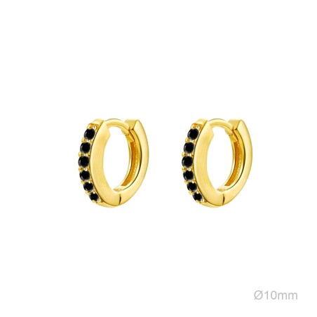 Pendientes Aro MINI Dorado Circ Negra