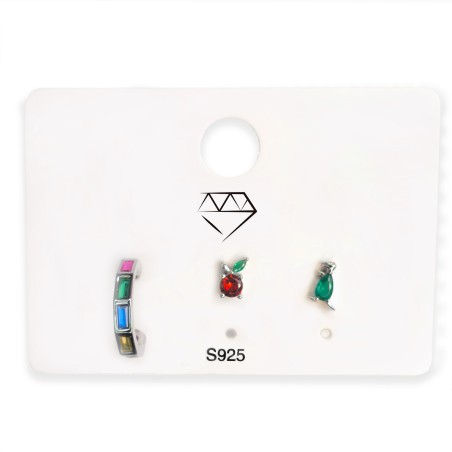 Pack 3 Pendientes Circonitas Aro/Presión