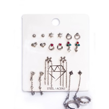 Pack 9 pares Pendientes ACERO