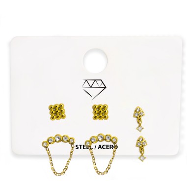 Pack 3 pares Pendientes ACERO