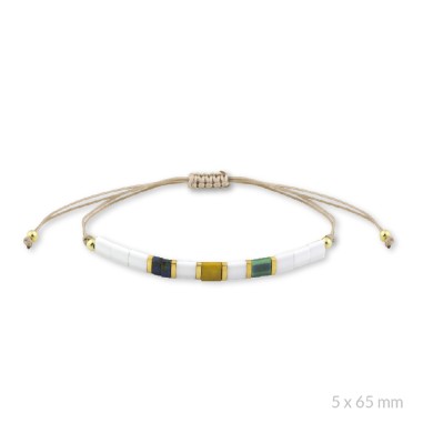 Pulsera de Plata de Ley y beads dorados