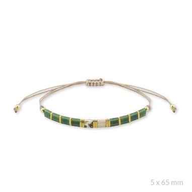 Pulsera de Plata de Ley y beads dorados