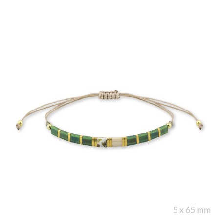 Pulseira em Prata Esterlina e contas douradas