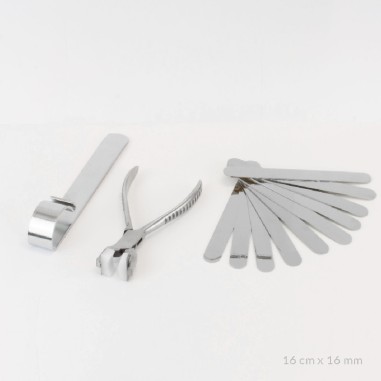 Kit de 10 bracelets en acier + outils de pliage  | 16cm x 16 mm