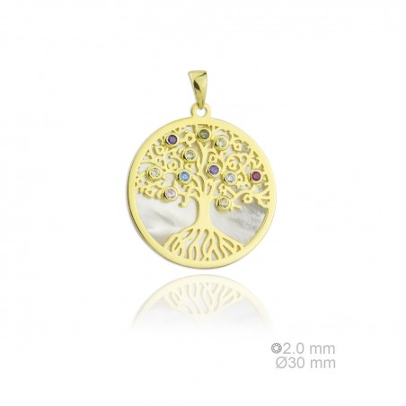 Colgantes de plata 925 chapada en oro con base de nacar y zirconitas engastadas 