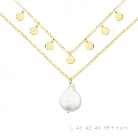 Gargantilla D. Chapas y Perla Nat. Redonda dor.