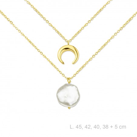 Gargantilla D. Luna y Perla Nat. Redonda Dorad.