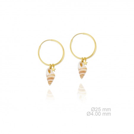 Aros 25mm Caracola Estrella Dorados