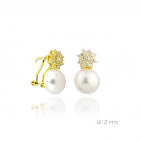 Pendientes Tu y Yo Perla/Circonita Omega