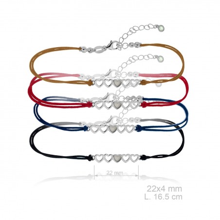 Pulsera Hilo Trenzado Corazones