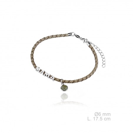 Pulsera de Plata con Cuero Mamá