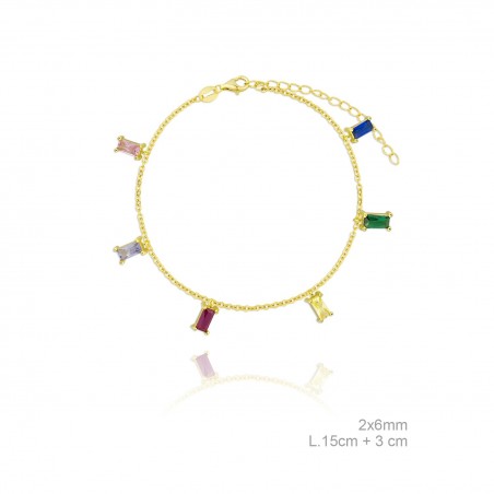 Pulsera de Plata de Ley  Chapada en Oro con Zirconitas