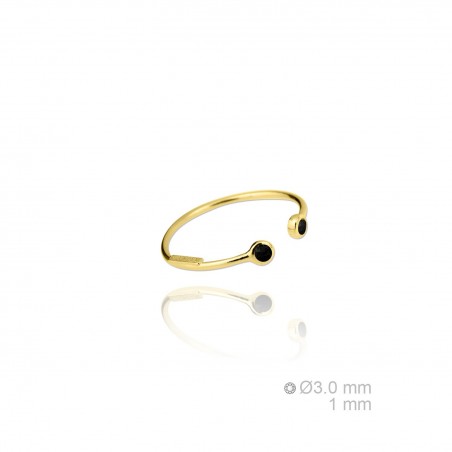 Sortija semi abierta zirconita negra